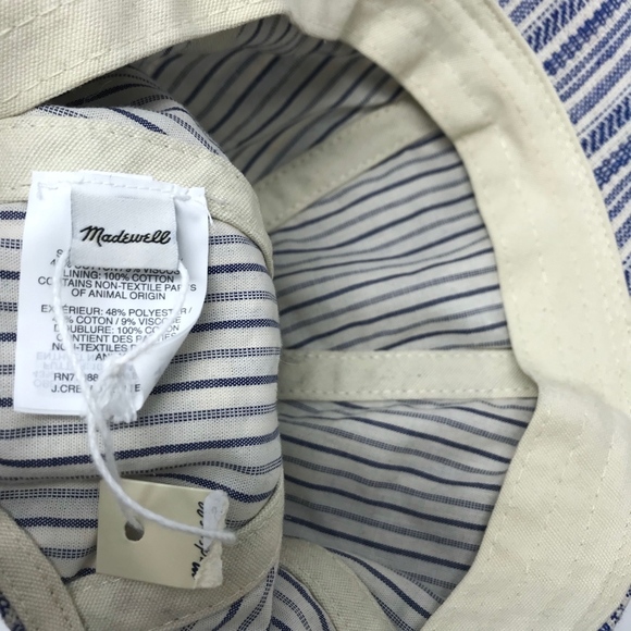Madewell Baseball Cap in Textural Stripe Blue New - Picture 6 of 8